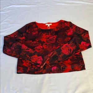 Chelsea & Violet Red Floral Long Sleeve Top